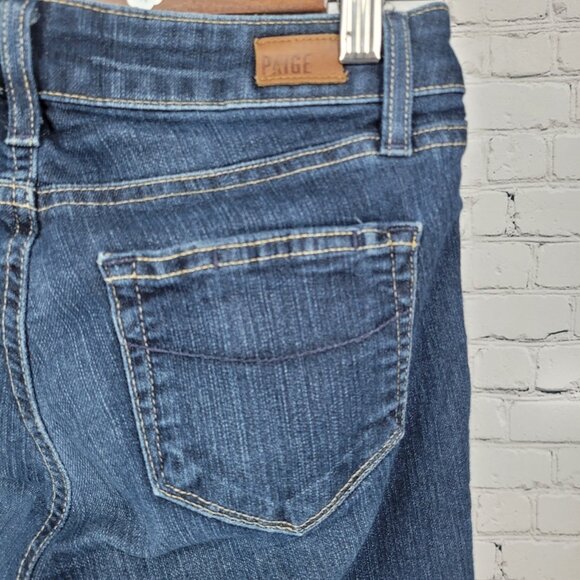 Paige Denim Blue Skyline Bootcut Low Rise Dark Wash Stretch Jeans USA 24 (24x32) - Picture 11 of 13
